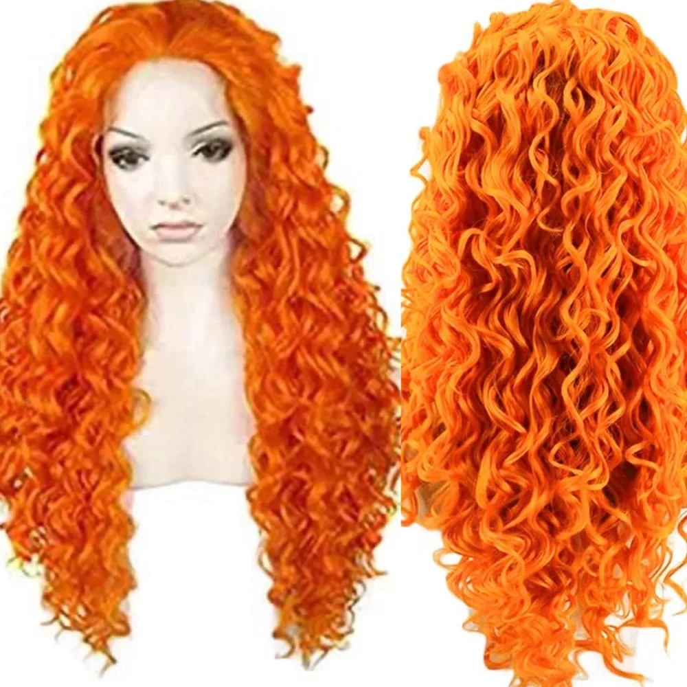 ♥️ 22” ORANGE KINKY CURLY LACE-FRONT FRONT WIG